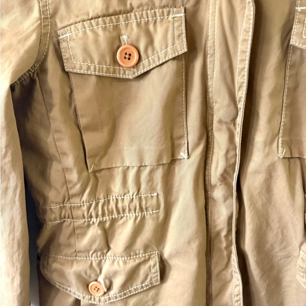 J. Crew Beige Hooded Jacket with Metal Accents